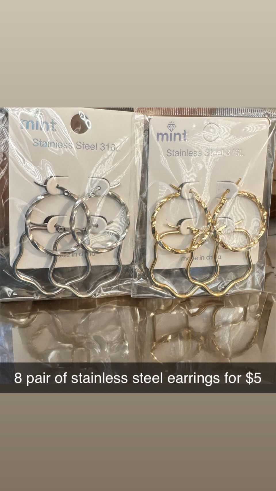 8 Stainless Steel Earrings For $5