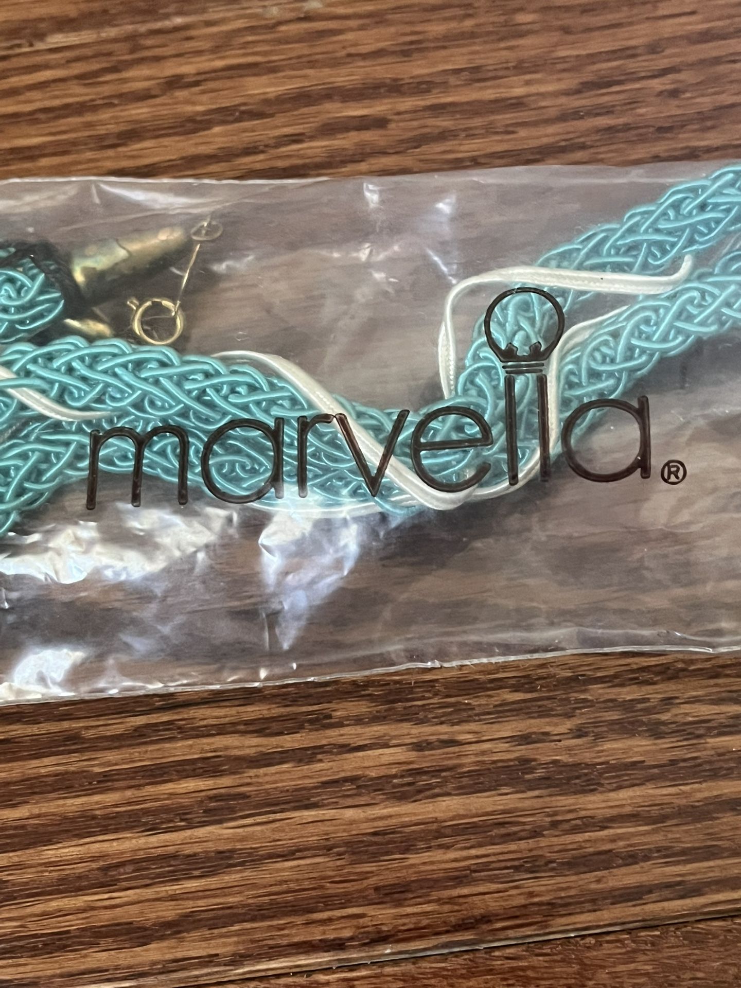 Marvella Bluish Green And White Tassel Clasped Choker