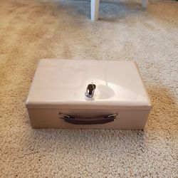 Vintage Metal Steel fire resistant security lock box with key