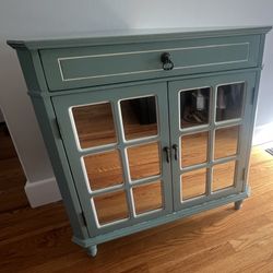 Turquoise Corner Cabinet With Drawer