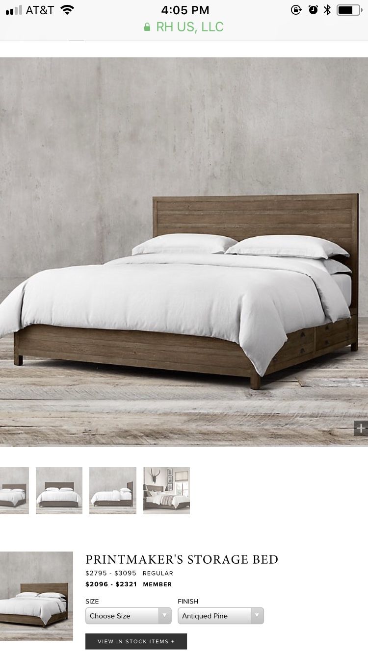 Restoration hardware printmakers storage bed with queen size mattress