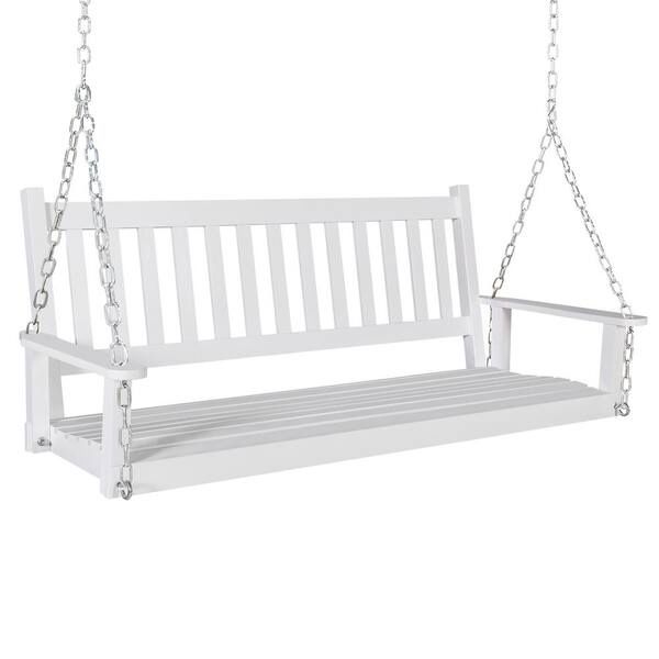 5 ft. White Outdoor Wooden Porch Swing