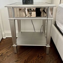 Mirrored Silver Nightstand 