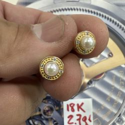 18K Solid Gold Earrings For Wedding 2.7Gr