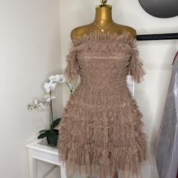 Vestido Off Shoulder Nude 