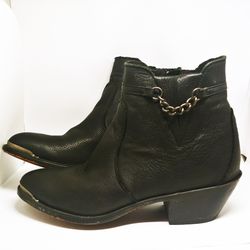 Durango Women's  Western Bootie Sz 7 1/2 M Black Leather Cowboy Ankle Boot