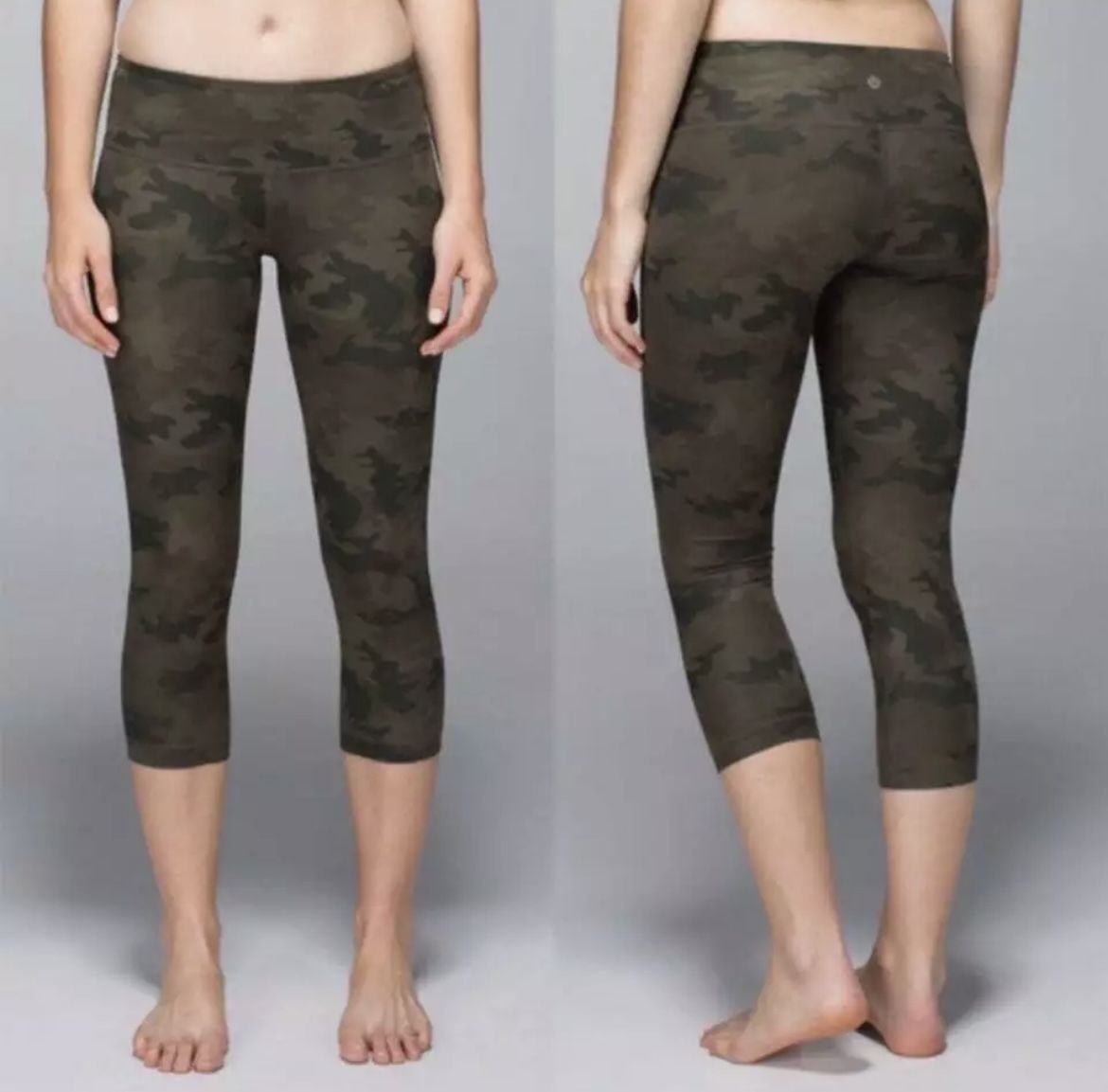 Lululemon Wunder Under Green Camo Crop Leggings - Size 6
