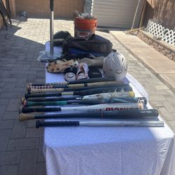 Baseball Bats, And Gear. 
