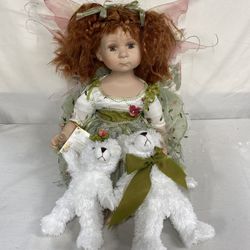 Sherri Forester Baldy Artist Dolls “Green Baby Fairy With Bears”