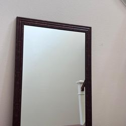 Large Framed Wall Mirror Dark Wood Finish Decorative Mirror
