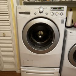 LG washer + matching storage pedestal drawer