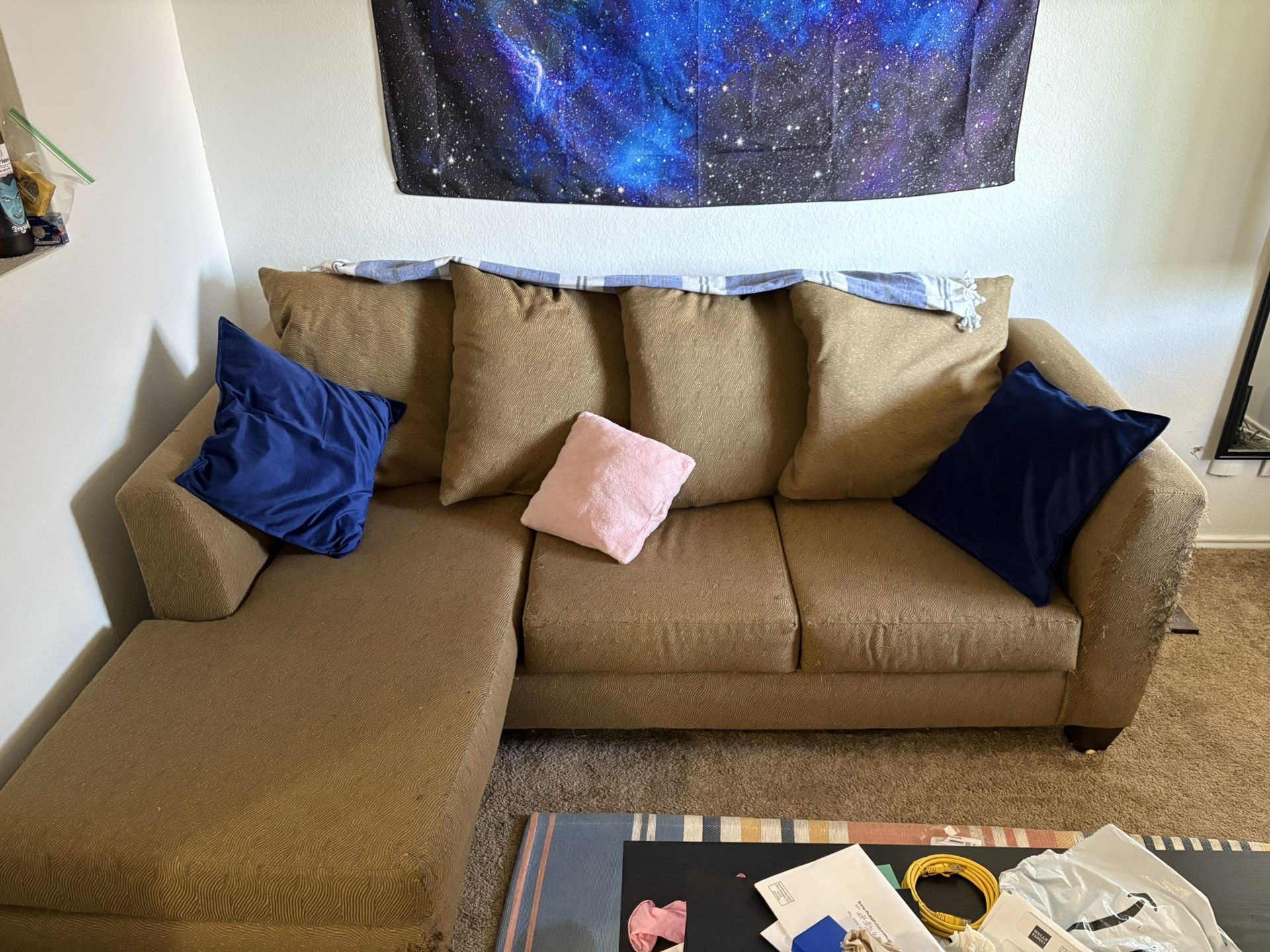 Tan 3 Cushion Sofa Apartment Size