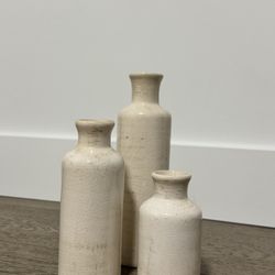 Rustic White Ceramic Vase Set (3-Piece) – Farmhouse / Minimal Decor