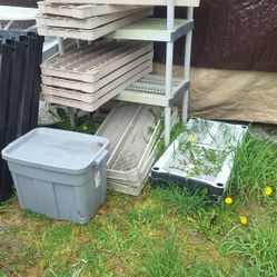 PLASTIC AND METAL SHELVES  SHELF RACK $10 EACH