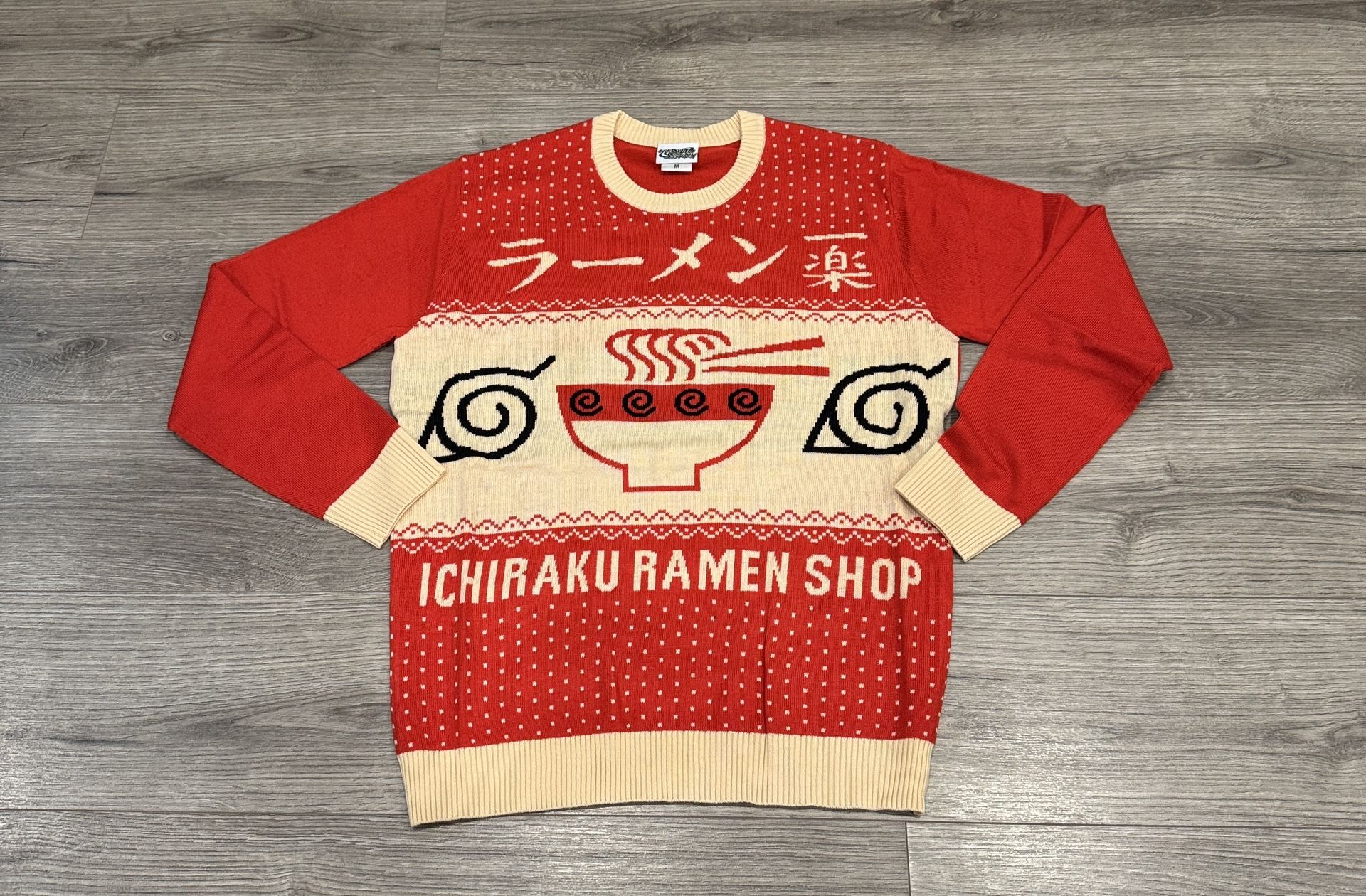 Ripple Junction Naruto Shippuden Ichiraku Ramen Soup Ugly Sweater Men’s Size Medium