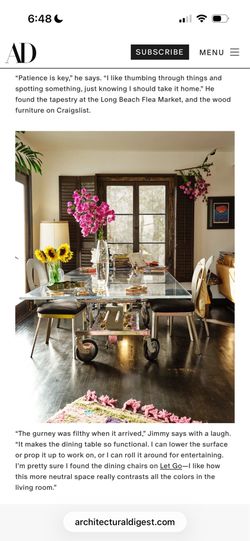 Unique Stainless Steel & Acrylic Dining Table / Desk, Featured in Architectural Digest