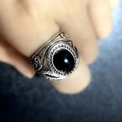 TITANIUM FOREVER WEAR SILVER MENS NEW. BLACK ONYX SIZE  11 RING 