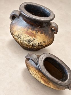Rustic Ceramic Pottery Jars Set of 2