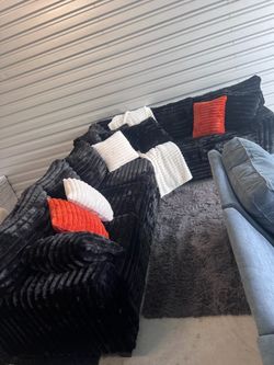 🖤 Viral Black Corduroy Sectional Sofa