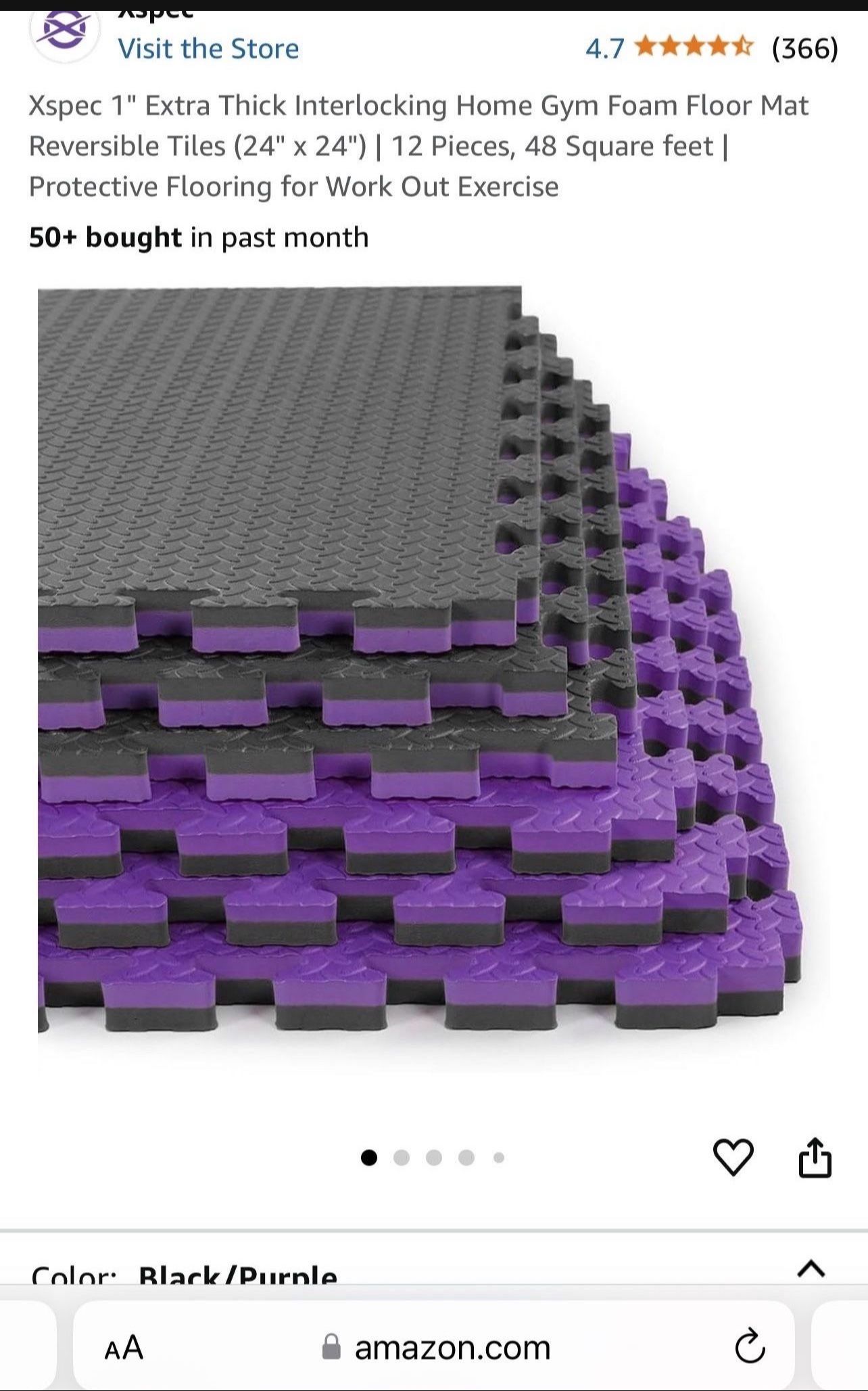 Upgraded 0.79" Extra Thick 48 Sq Ft High-Density Eva Foam Exercise Gym Mats 12 Pcs Large Interlocking Puzzle Floor Tiles 24 X24 Home Gym Black Gray