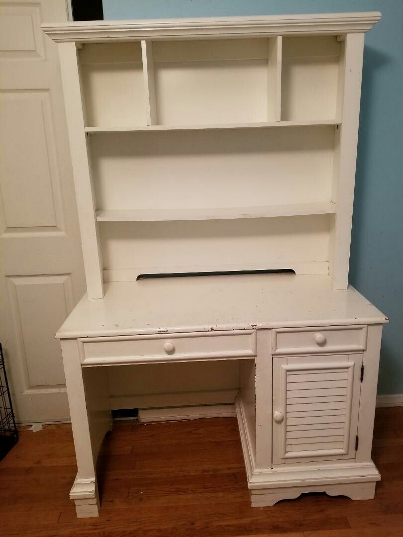 Solid wood desk and hutch for $125. They have some scratches but they are in usable condition.