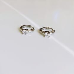 Single Diamond Hoop Earrings 