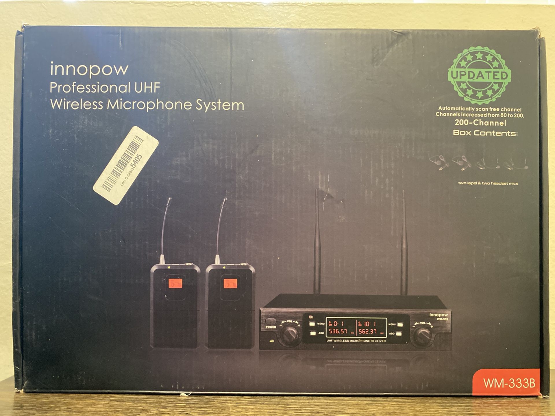 Innopow Professional UHF Wireless Microphone System WM-333B Receiver Used Works