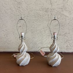 One Set of 2 Geometric Table Lamps (No Shades)