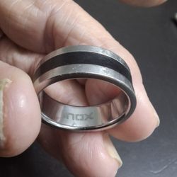 INOX  Stainless Steel Band With Black-Plated Inlay - Size 11