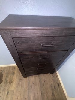 Dark Brown Wood 5-Drawer Tall Dresser