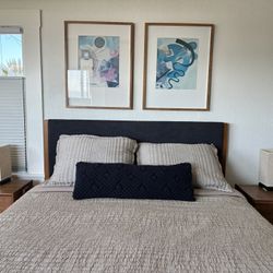 Navy Blue Macrame Lumbar Pillow 