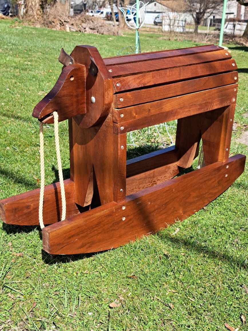 3' Vintage Handmade Solid Wood Rocker-Piggy