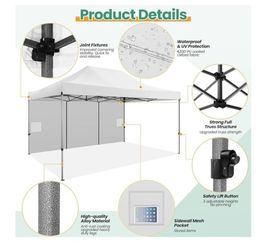10x15 Heavy Duty Pop up Canopy Tent with 4 sidewalls Commercial Outdoor Canopy Wedding Party Tents for Wedding All Season Wind & Waterproof Gazebo