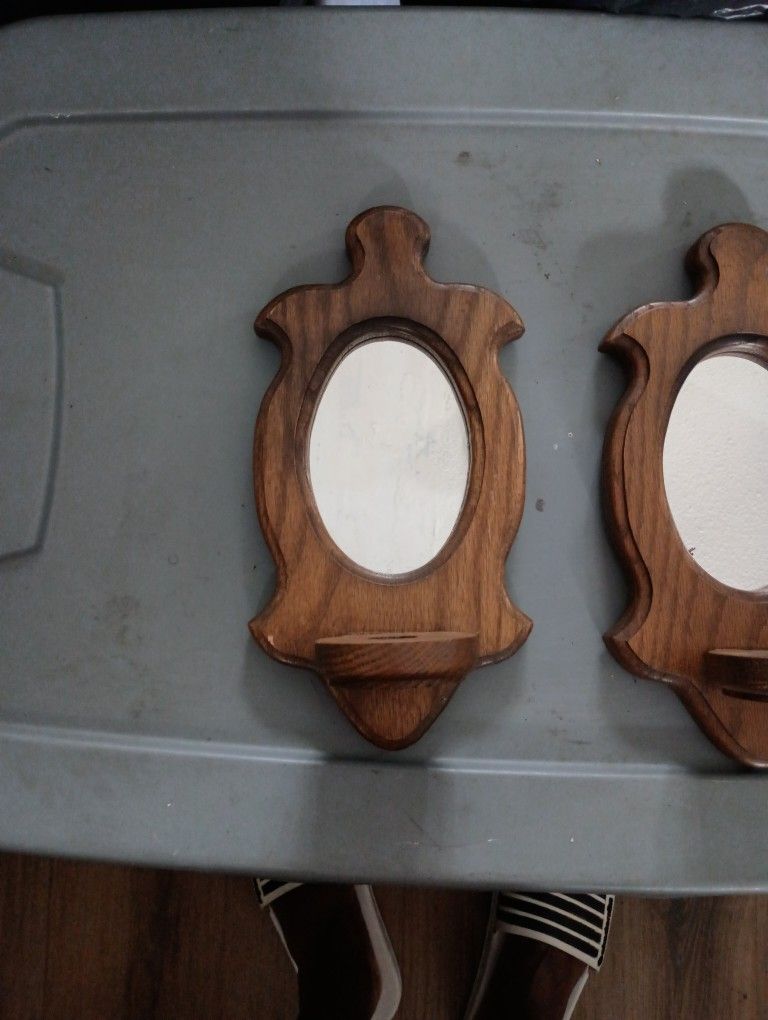 Wood Frame Mirrors With Candle Holders