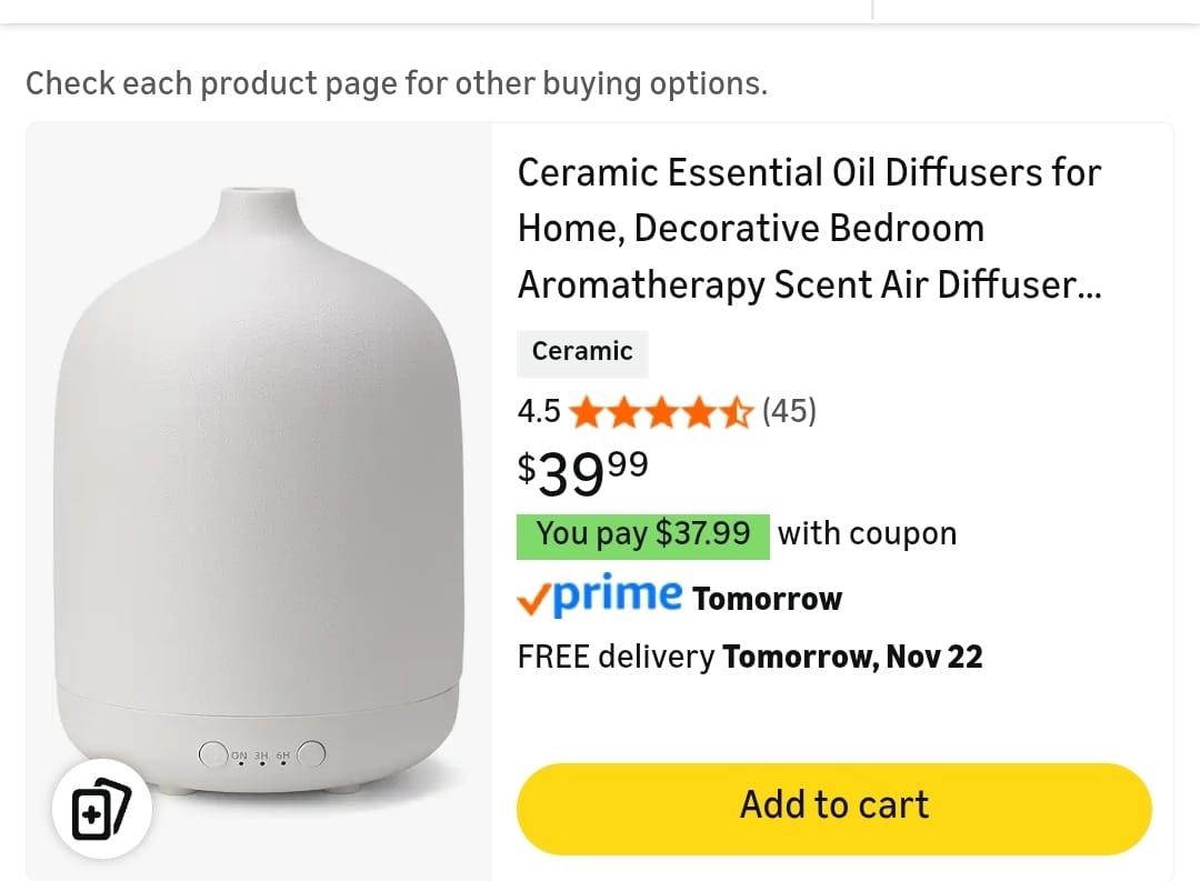 Minimalist Ceramic Essential Oil Diffuser – Aromatherapy for Home & Bedroom