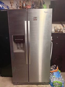 Whirlpool side-by-side refrigerator in stainless steel finish