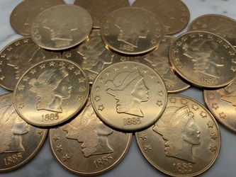 Vintage 1960s Lady Liberty Commemorative Tokens (16) – 1885 Brass Coin Lot