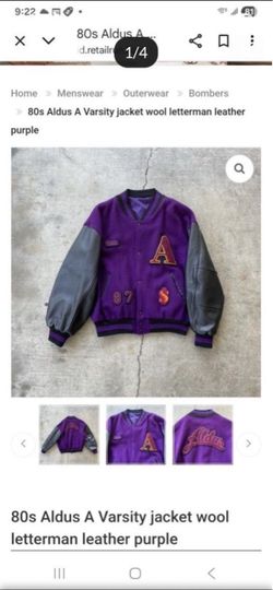 Vintage Aldus Varsity Leather & Wool Bomber Style Jacket Coat Size Small