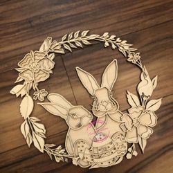 Easter Bunny Wood Wreath