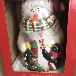 Vintage Christmas Snowman Cookie Jar