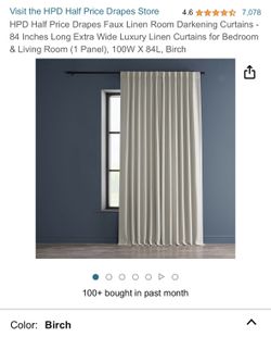 Blackout Curtain 100x84in Linen Look Beige Grey Panel