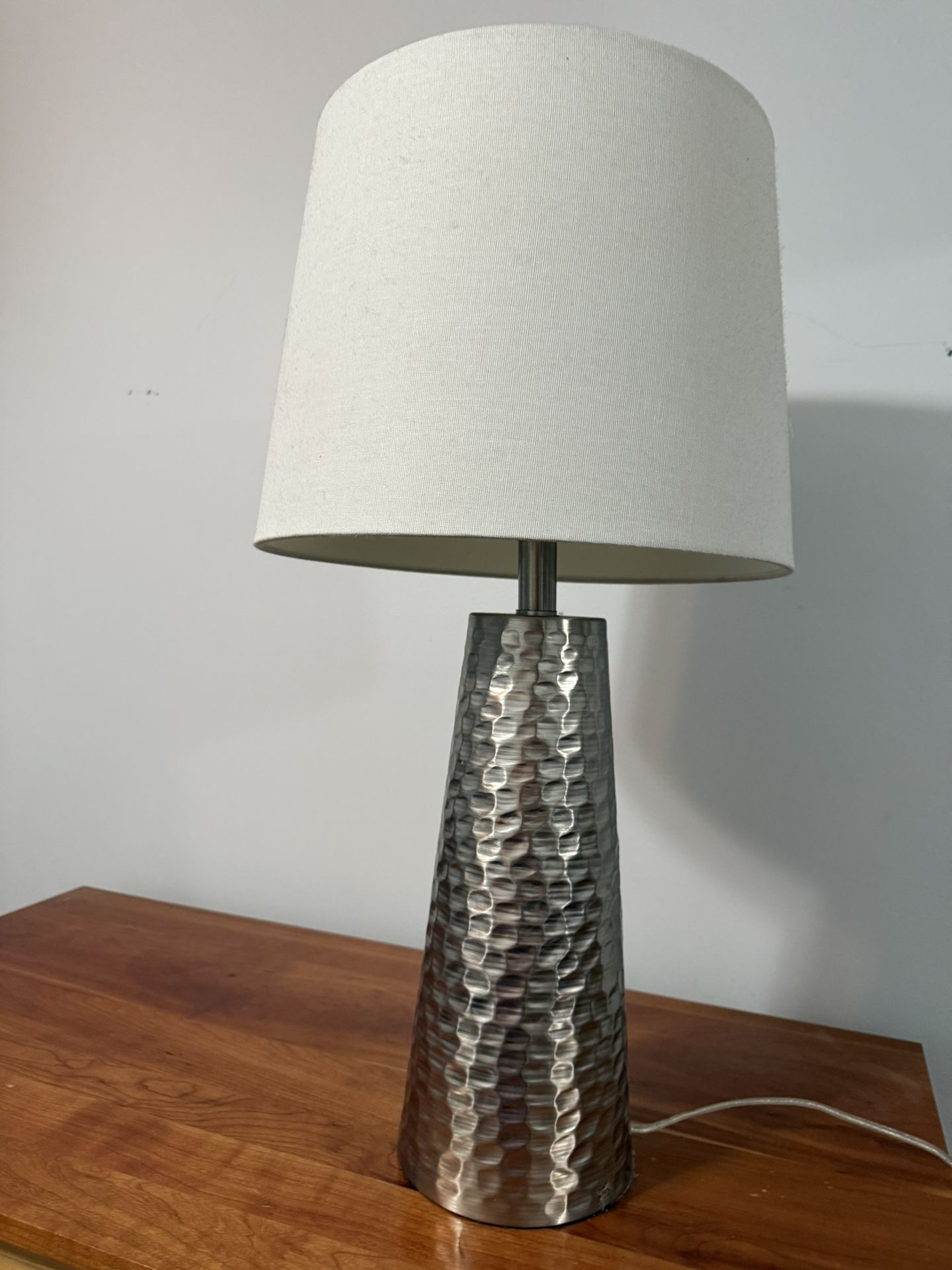 360 Lighting Silver Leaf 25 3/4" Hammered Metal Cylinder Table Lamp