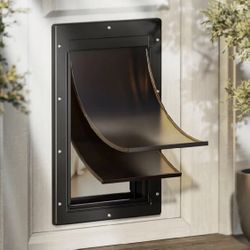 NEW Dog Pet Door for Easy Install, Magnetic Flaps, Closing Panel Size Large New, Open Box For Pets up to 100 Pounds