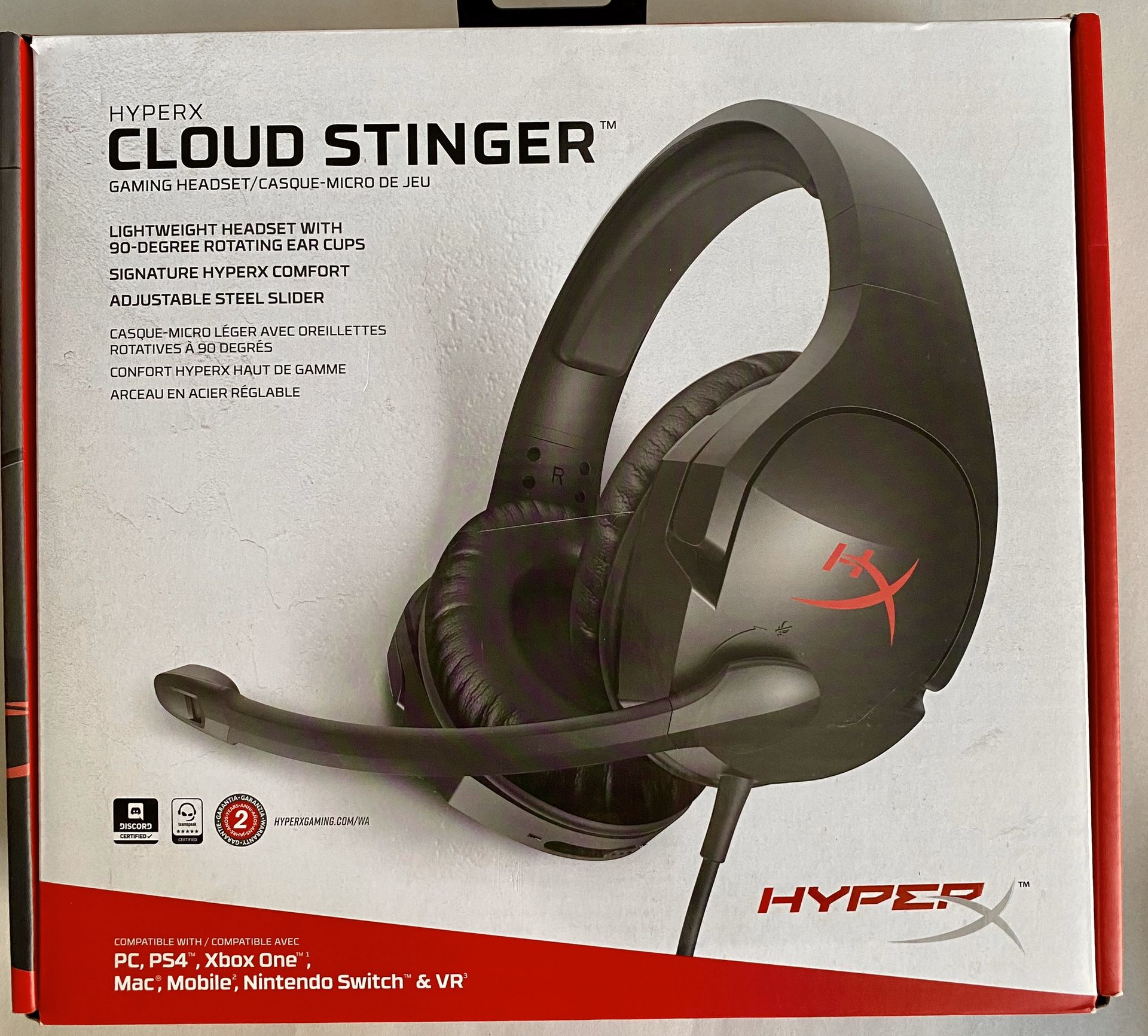 HyperX - Cloud Stinger Wired Stereo Gaming Headset for PC, PS4, Xbox One*, Nintendo Wii U, Mobile Devices - Red/Black NEW NEVER USED