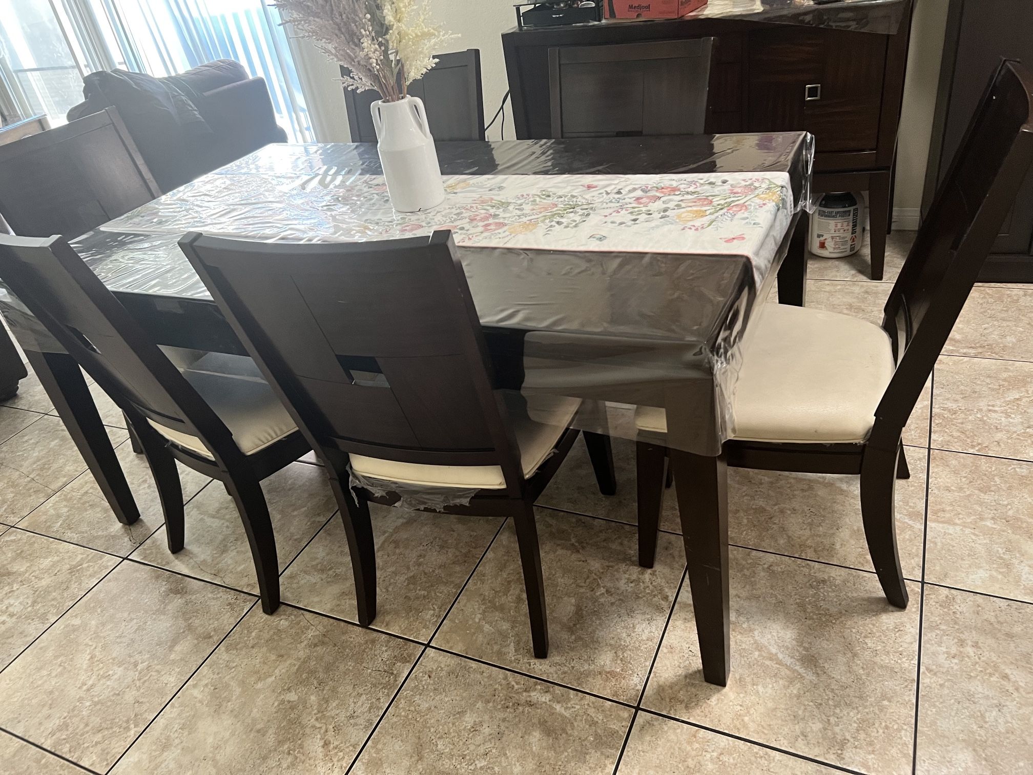 Dining Table With The Cabinet And height bar or kitchen stools FREE