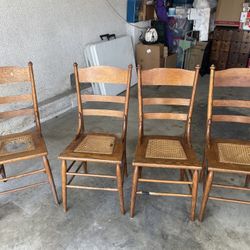 Antique Oak Ratan Chairs 