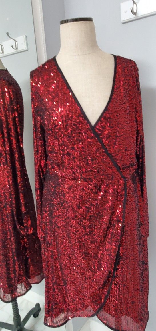 Burgundy Sequence Holiday Dress Size 2X