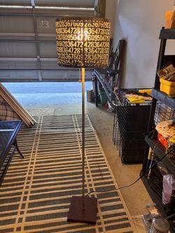 Floor Lamp With Metal Numeric Lampshade