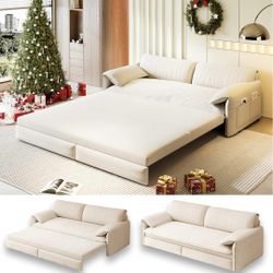 63.8" Sofa Bed Queen Size, Pull Out Couch Bed, 3-in-1 Convertible Sleeper Sofa with Side Pocket, Modern Velvet Futon Couch for Living Room, Small Spac