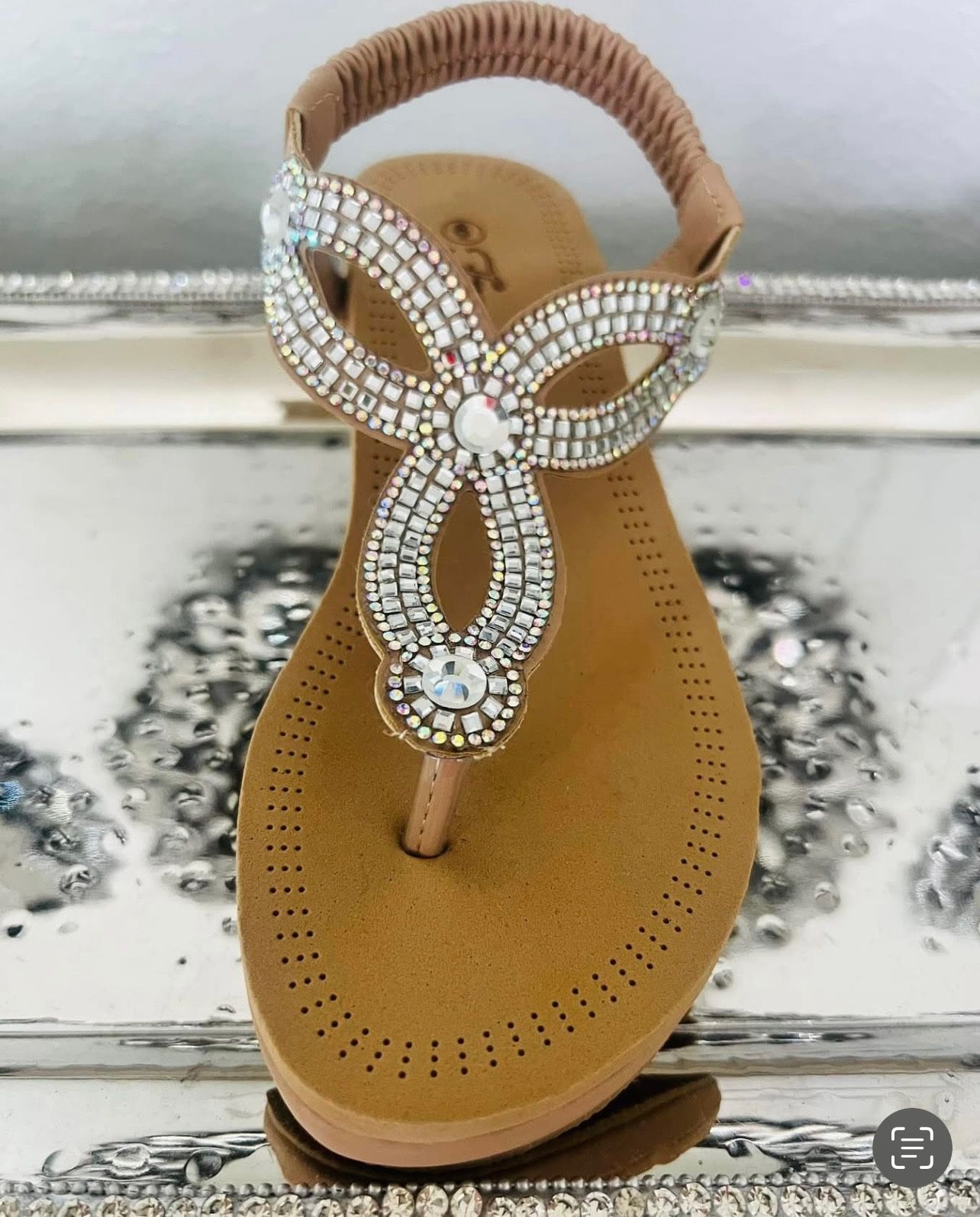 ✨ Gorgeous Taupe Rhinestone Wedge Sandals ✨
